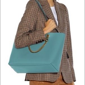 Coach Signature Chain Leather Medium Tote Bag